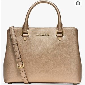 MICHAEL KORS Savannah Medium Satchel (Pale Gold)